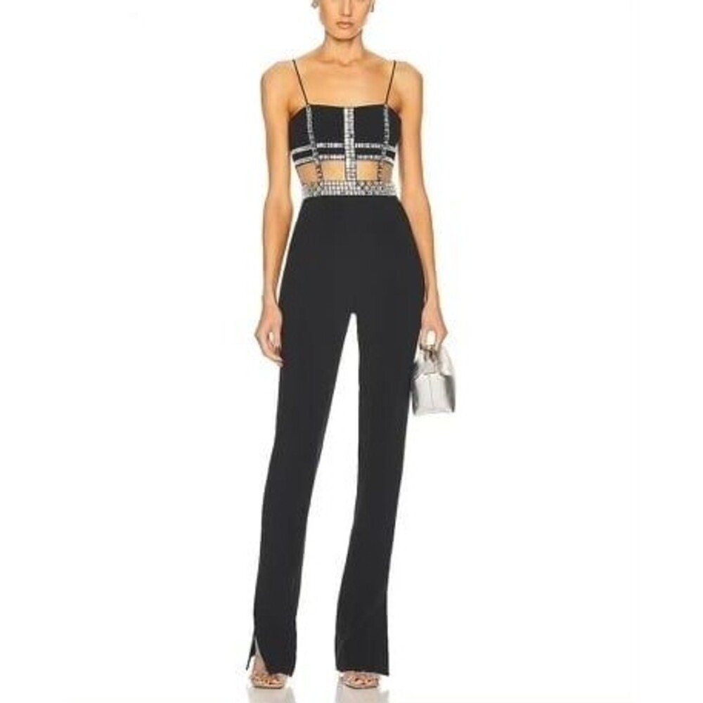 Cage Embellished Black Jumpsuit NWT S-L - Picture 5 of 5